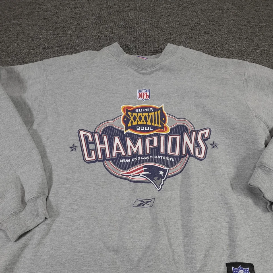 Suéter masculino vintage New England Patriots cinza médio futebol americano NFL Reebok anos 2000 - Imagem 2 de 4