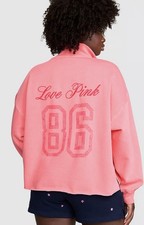 Victoria s Secret PINK Campus Fleece Quarter Zip Sweatshirt Size: Large