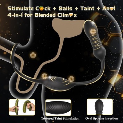 Thrusting Prostate Massager Anaal Adult Toy with Vibrating Cocck Ring Taint Test