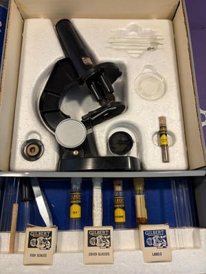 Gilbert Microscope and Lab Set 13042 in Metal Box with Accessories