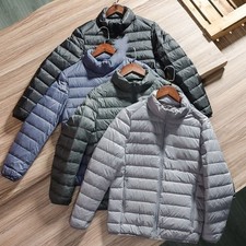 Men's Duck Down Goose Jacket Ultralight Stand Bubble Coat Winter Puffer Packable