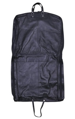 Seeger Black Cashmere Leather Soft Sided Full Length Travel Garment Suit Bag