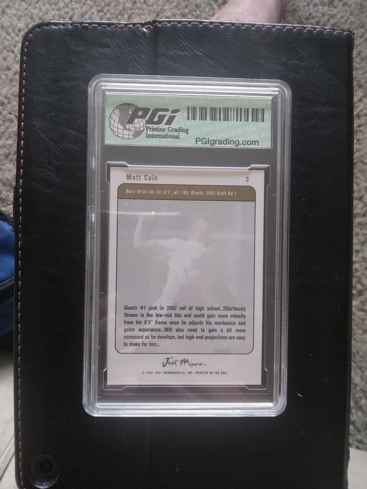 2002 JUSTIFIABLE Matt Cain Just Minors Graded 10 Gem Mint - Image 4 of 4