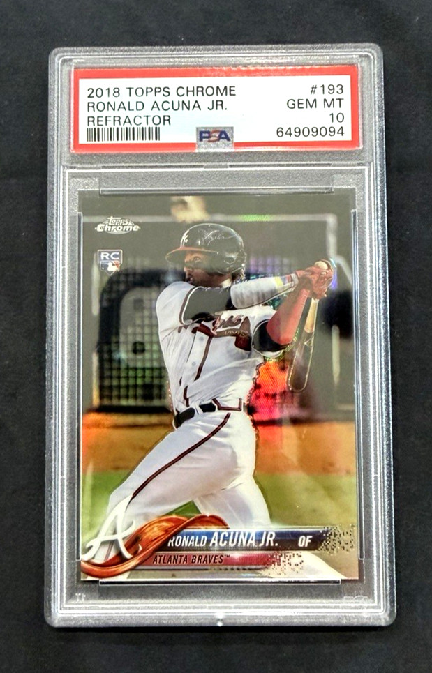 RONALD ACUNA JR. 2018 Topps Chrome #193 Refractor RC Rookie PSA 10 BRAVES
