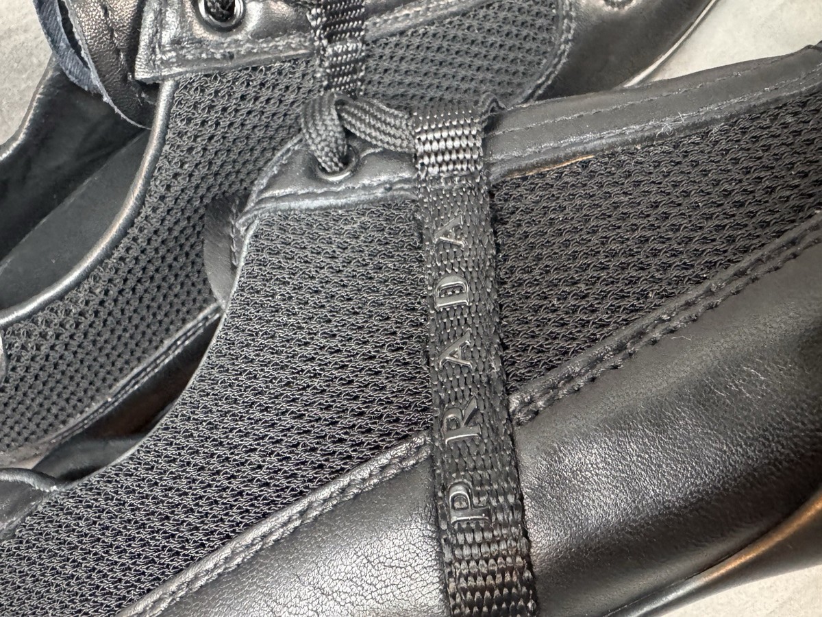Prada Sport Linea Rossa Black Mesh Leather Sneaker Men