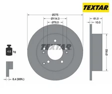 2 pieces brake disc Pro Textar 92185803 for Kia