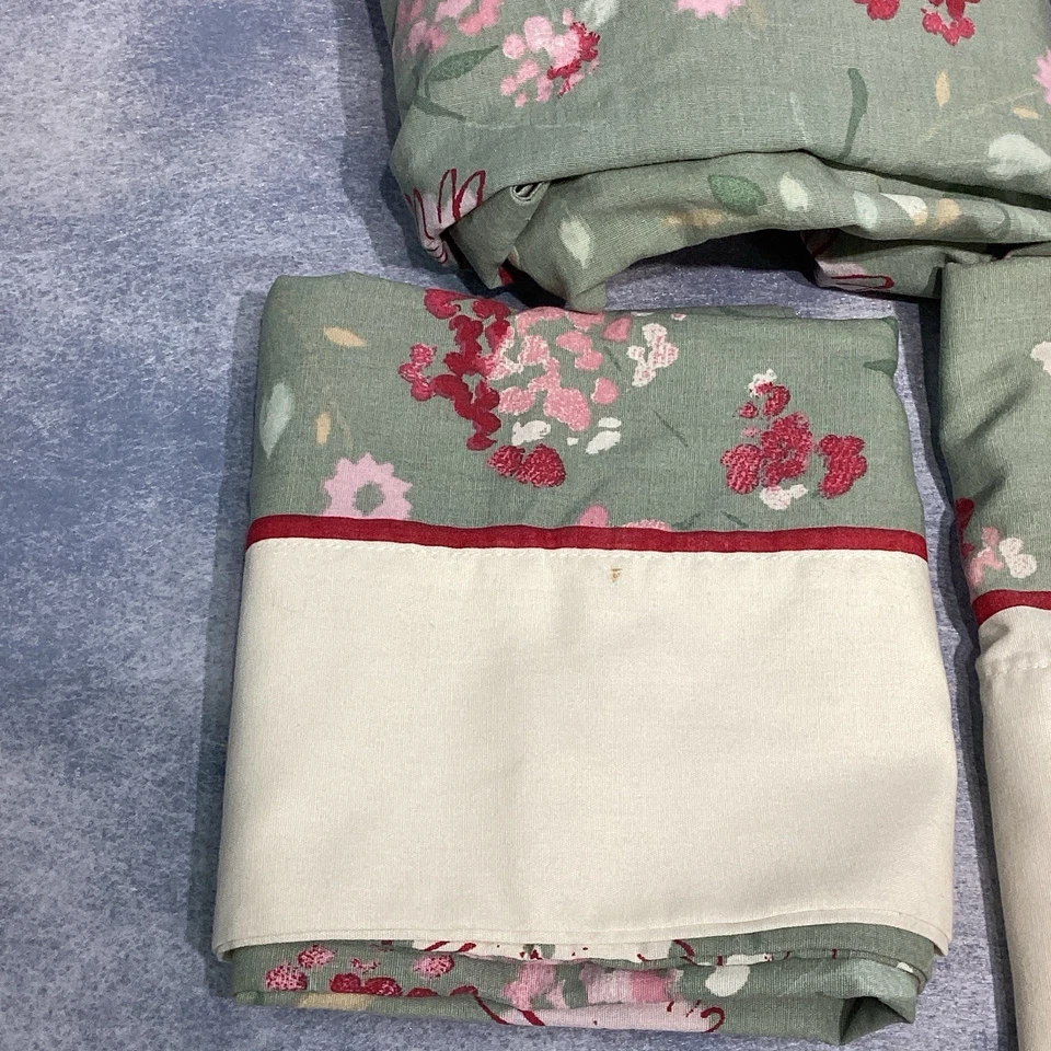 Westpoint Stevens Mod 4 Pc Twin Sheet Set Pillowcases Vintage Green Pink - Image 4 of 4