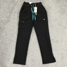 Figs Yola FreeX Lined Pants Womens XS / 28" Black Elastic Stretch Pull On Scrubs