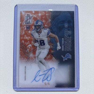 5/5! Topps Signature Class NFL Isaac TeSlaa RC  Crystal Clear Autograph /5 Lions
