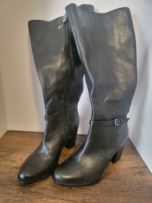 Naturalizer Women's Kalina Wide Calf below Knee Boots Black sz9 leather  zip