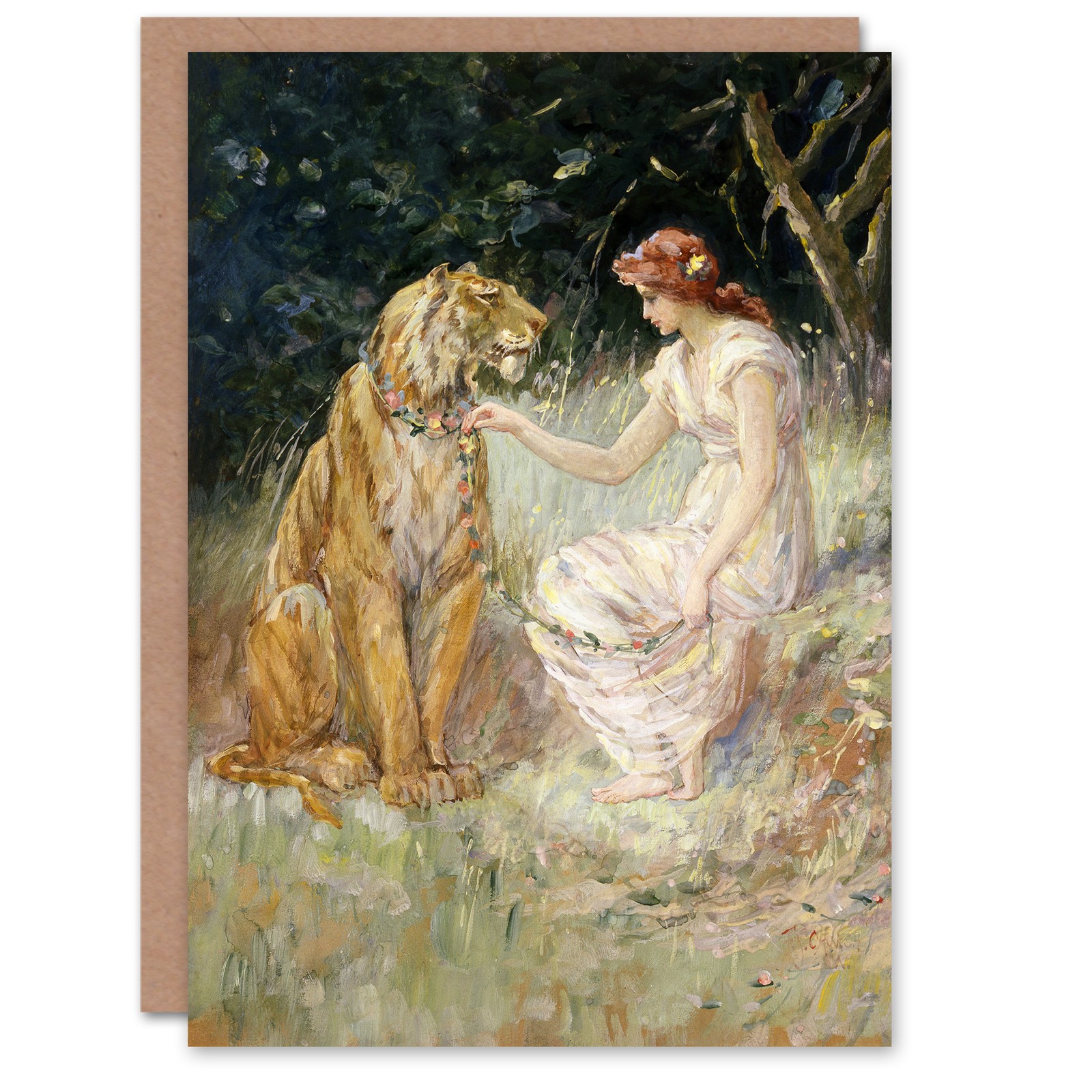 Frederick Stuart Church Lady and the Tiger Art Greeting Card