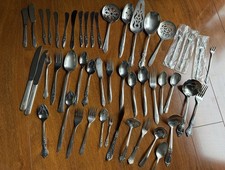 Vtg. LOT OF 49 pcs Assorted Flatware Steel MI...