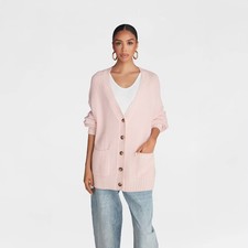 KBB by KAHLANA Women's 'The Letterman Cardigan' - Pink L