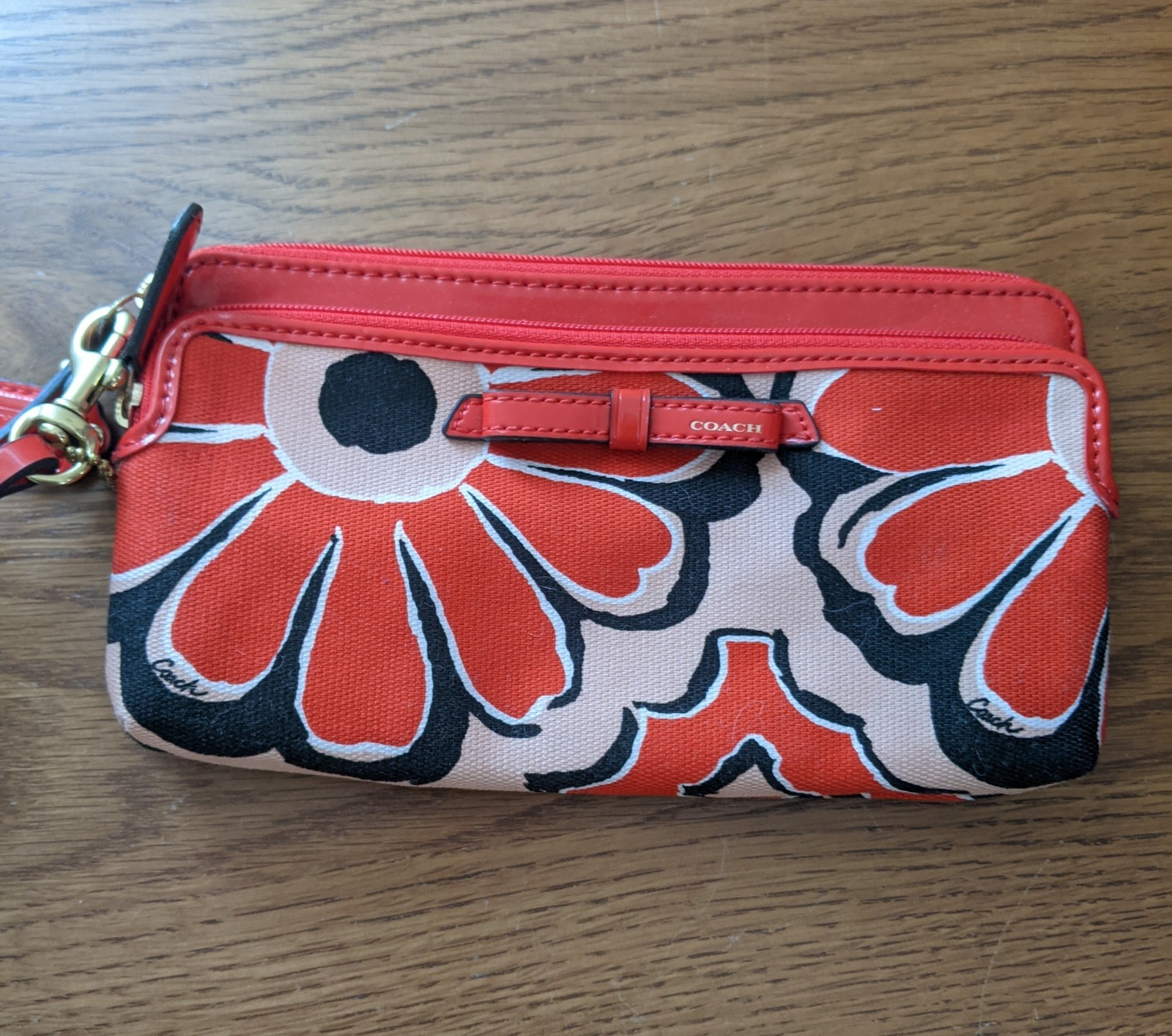 Coach Printed Floral Double Zip Pocket Cotton Canvas  Wallet thumbnail 3
