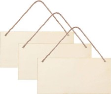 3pcs Unfinished Wood Sign Blank Rec Hanging Wooden Plaque DIY