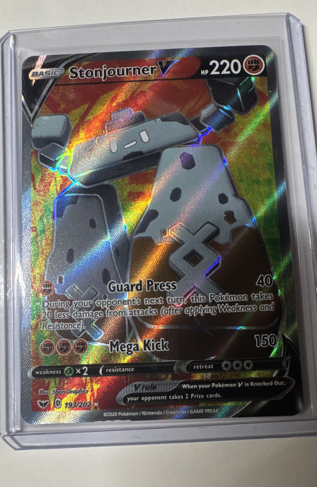 Stonjourner V (Full Art) 193/202 Swsh01: Sword & Shield Holo