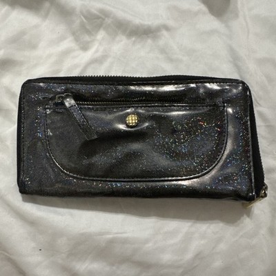 Gray Sparkly Long Wallet 2 Zippers