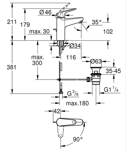 Swift Miscelatore monocomando per lavabo Taglia M cromo 24328001 - Foto 2 di 24