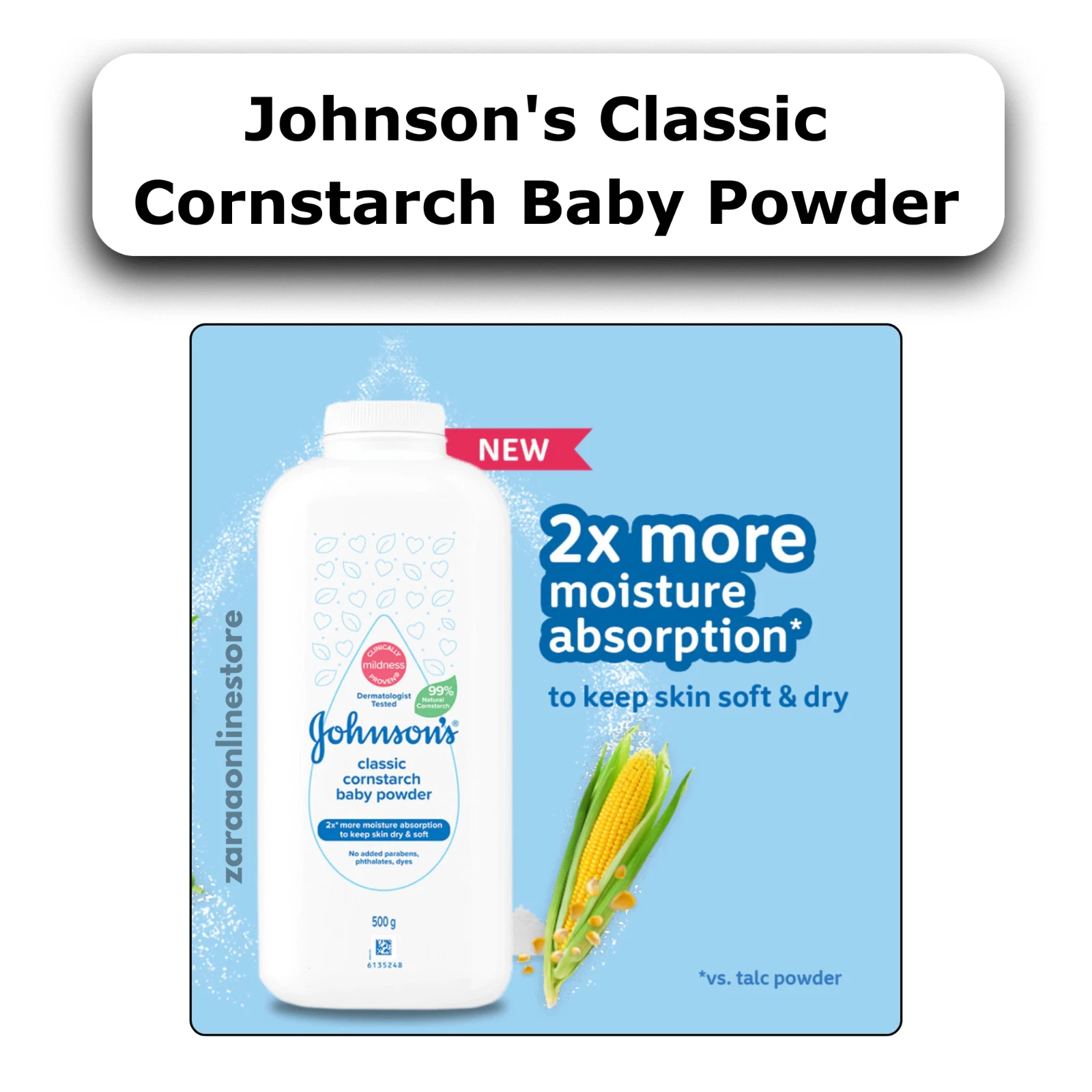 2X 500g Johnson's Classic Cornstarch Baby Powder Original (HYPOALLERGENIC)
Opens in a new window or