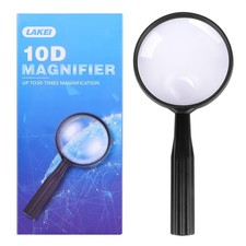 Lakei Magnifying Glass,10X Handheld Reading Glass 75mm, Black