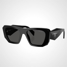 PRADA Sunglasses PRB18S 16K08Z Black NIB 53mm Silver Symbole Logo Square