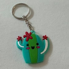 Smiling Cactus Keychain Key Ring Floral