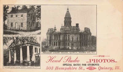 Quincy Adams Co Illinois Hampshire Street Court House Vintage Postcard