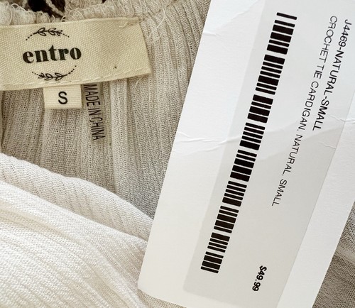 NWT~ ENTRO Crochette Cardigan Vest Sz S Ivory Crochet Tassel Tie Front Lace Boho - Picture 6 of 9