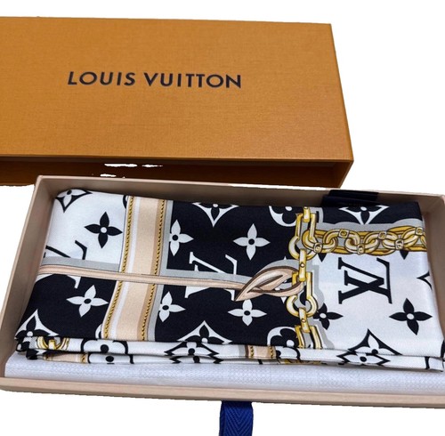 LOUIS VUITTON Black Monogram Confidential bandeau Twilly with Box Full Set