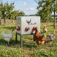 Pawhut Futterautomat HüHner 18 Kg FüLlmenge Mit AbschließBar Deckel 6 ÖFfnungen
