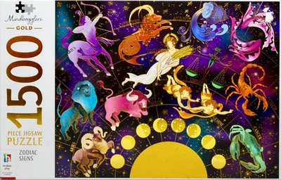 Hinkler Mindbogglers Gold Zodiac Signs 1500 Piece Jigsaw Puzzle - New & Sealed - Image 1 of 4