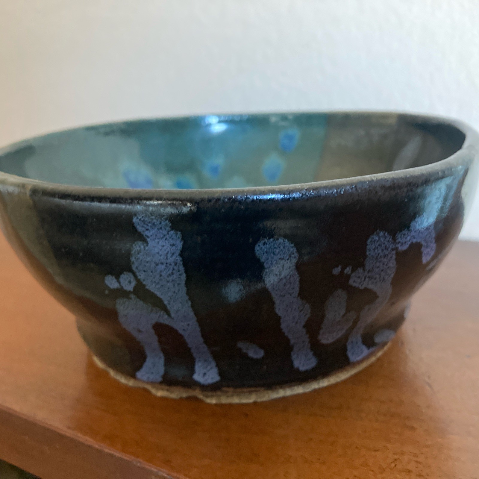 Studio Signed Pottery Bowl Beautiful Glaze Ocean Vibes