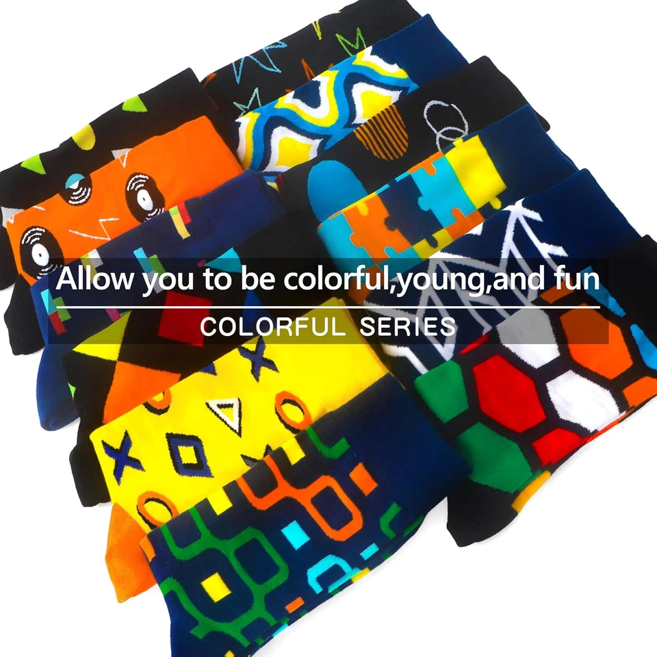 Men'S Dress Funny Crazy Colorful Novelty Combed Cotton Crew Socks 12 Pack - Size - Image 4 of 4