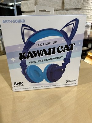 Art+Sound Kawaii Cat LED Light Up Wireless  Headphones Microphone Bluetooth NEW
