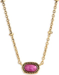 Authentic NWT! Kendra Scott Fuchsia Magnesite, 14K gold-plated Elisa Mini Pendant Necklace