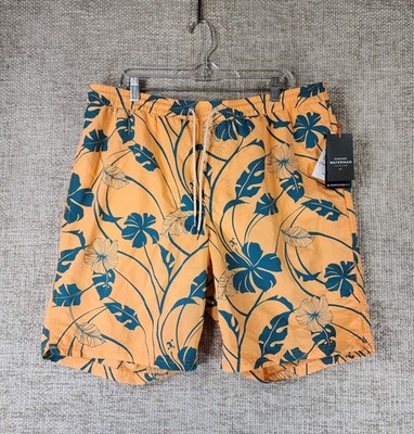 QuickSilver Waterman Orange Floral Swim Shorts Mens XXL Lined Board Trunks NEW