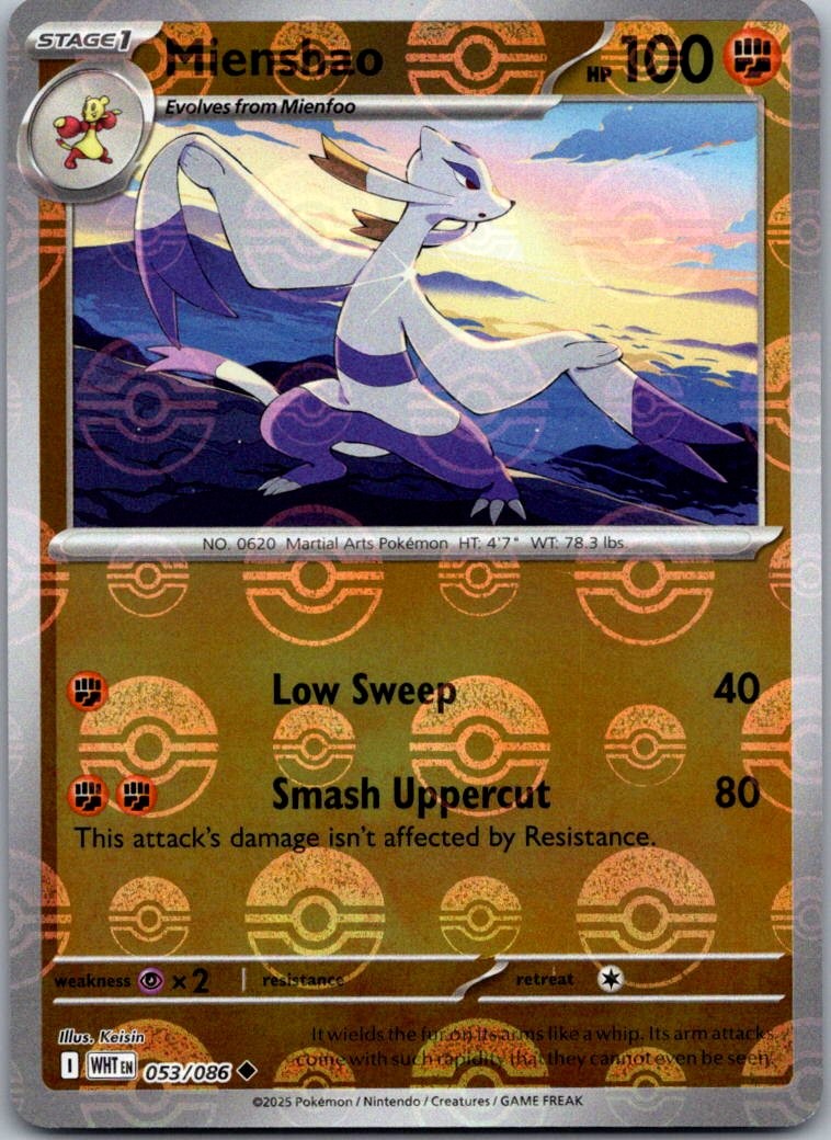 Mienshao (Poke Ball Pattern) 053/086 Uncommon White Flare Pokemon Holo Near Mint