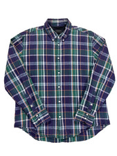 rag & bone Men's Button Down Shirt Plaid Linen Cotton Blend Green Blue - XL Fit2