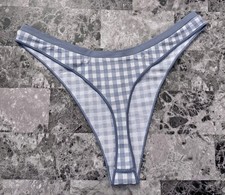 Victoria's Secret PINK - L Seamless High-Leg Thong Panty - Blue Gingham Large