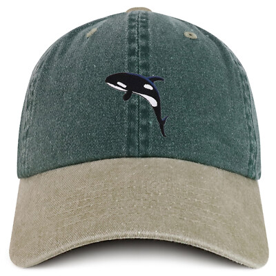 Killer Whale Patch Pigment Dyed Soft Cotton Baseball Cap - FREE SHIPPING