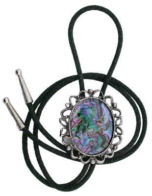 Abalone Resinated 40x30 Cab Multicolor Silver Color Bolo Tie Cord EPBT355/21525