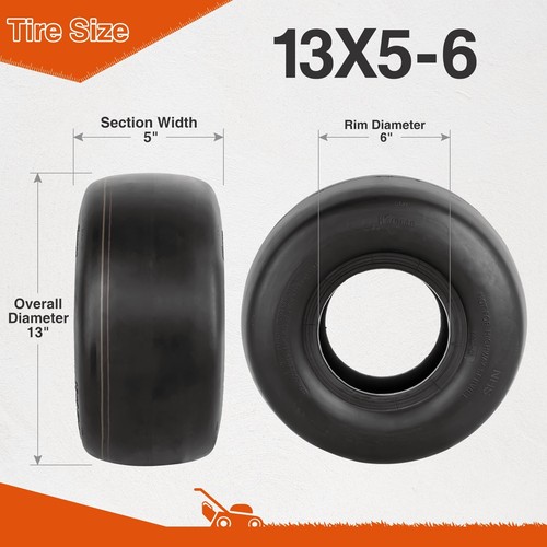 Set Of 2 13x5.00-6 Lawn Mower Tires 4Ply 13x5.00x6 Garden Tractor Tubeless Tyres - Afbeelding 2 van 8