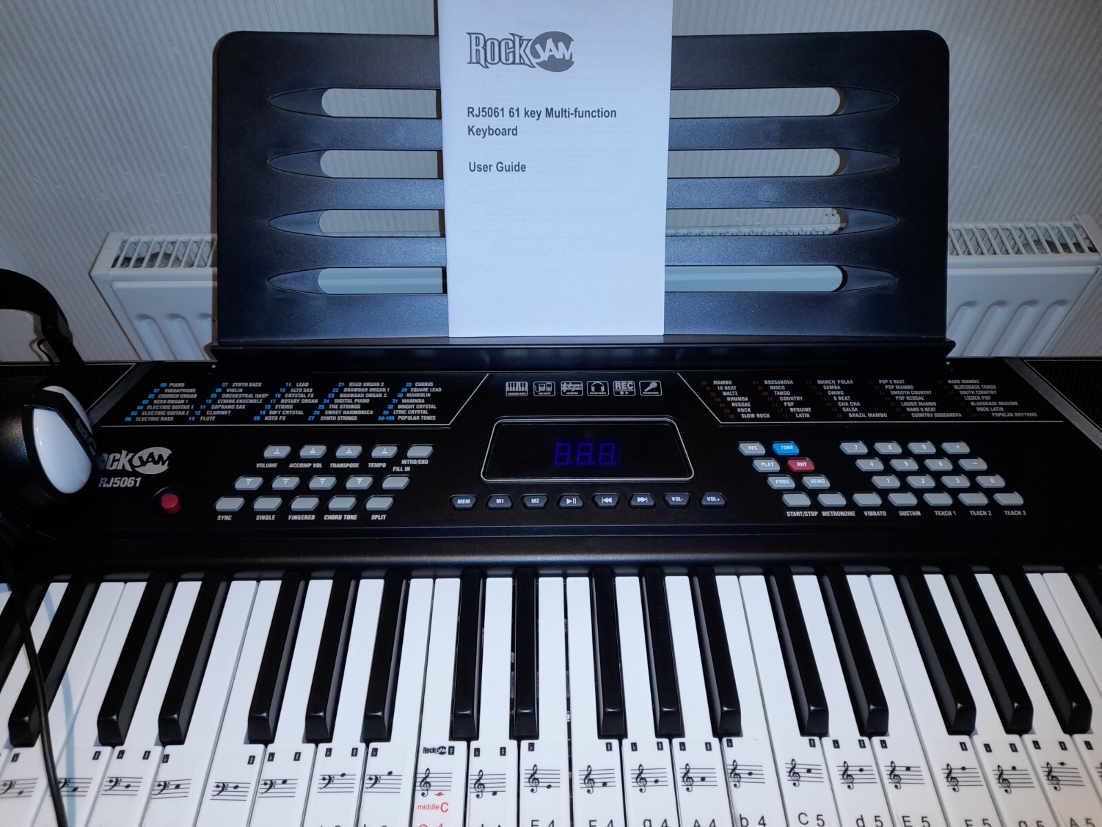 RockJam 61 Key Electronic Keyboard with Stand, Stool and Headphones