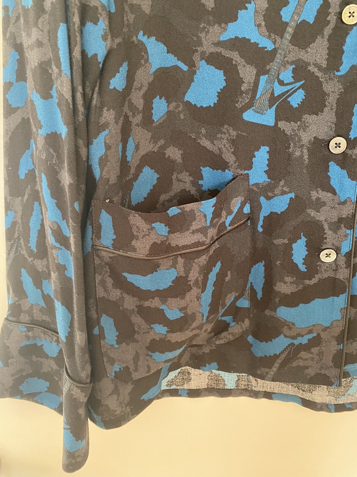 Zadig & Voltaire Tradis Leo Shirt Pyjama Style Small Black/Green RRP £215 image 4