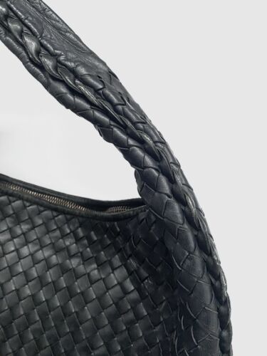 Vintage Bottega Veneta black leather intrecciato hobo shoulder bag - Picture 9 of 14