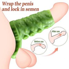 Soft Penis Sleeve Cock Ring Extender Enlargement Locking Delay Ejaculation Time