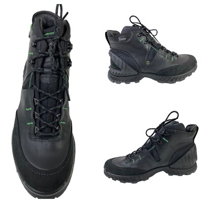 ECCO Men's Exohike Mid Gore-TEX Hiking Boot, Black/Green Size 11- 11.5