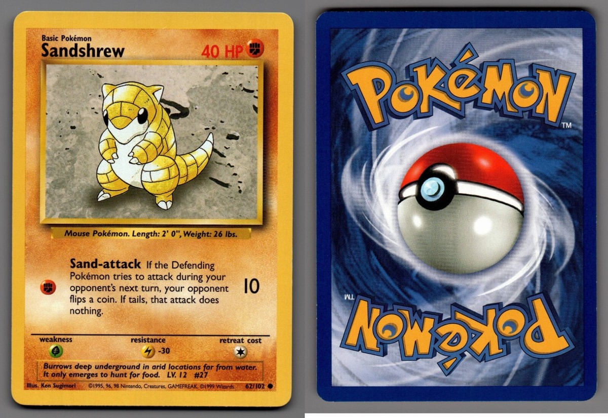 1999 sandshrew pokemon card value Graded: 1st Edition 62/102 Base Set (1999) PSA 10 Double Infinity Gaming your opponent flips a coin Sandshrew Prices | Sandshrew List