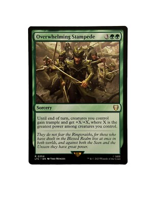 Cartas Magic Carte Magic The Gathering Carte Magic: The Gathering - Overwhelming Stampede (Fuga Travolgente) - Edition Commander 2019 Sort Vert Piétinement Mtg Commander