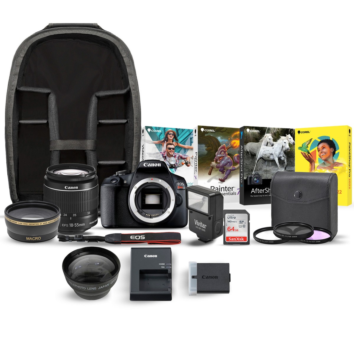 Canon T7 EOS Rebel DSLR Camera with 18-55mm Lens Deluxe Kit